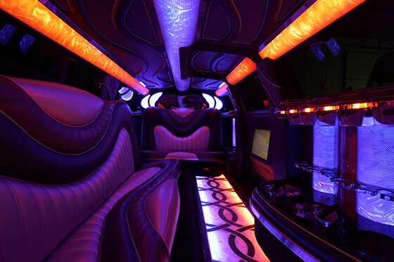 colorful lights on limo