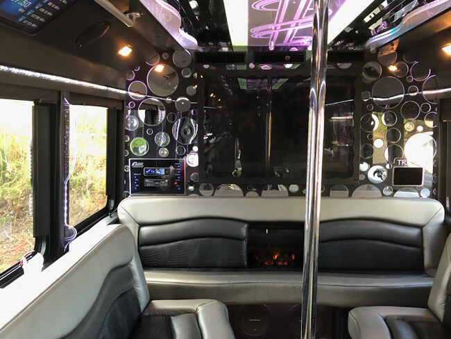 Stereo system on party bus