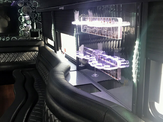 Color-changing lights on party bus