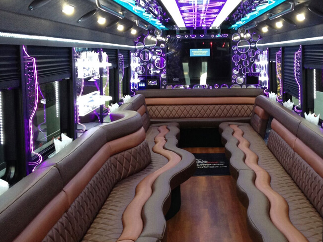 Party bus leather seating